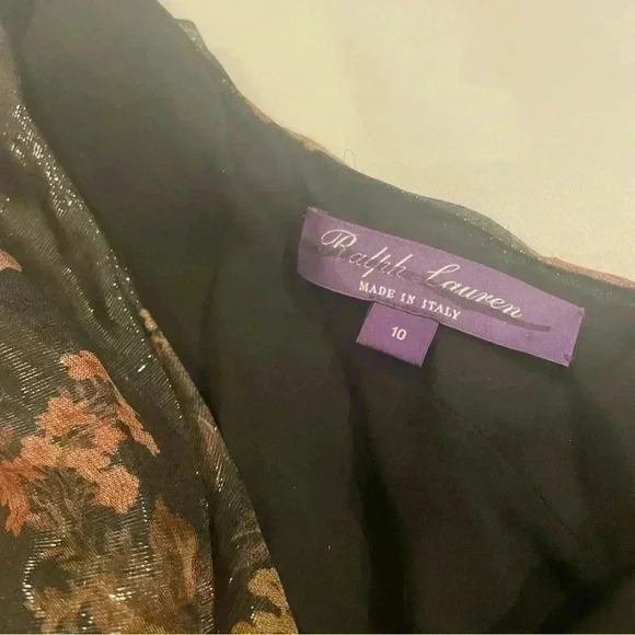 Ralph Lauren Collection Chiffon Evening Gown Floral One Shoulder Ruffle Dress 10 - Picture 10 of 13